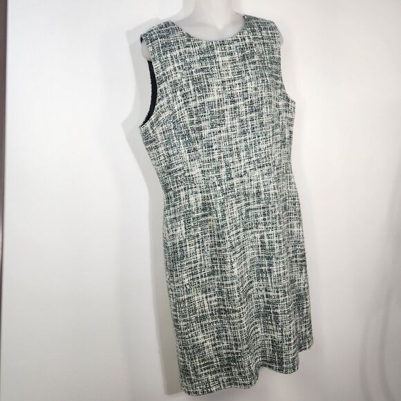 Pendleton Womens Sheath Dress Sz 14 Tweed Gray Blue Sleeveless Lined Knee Length - Picture 6 of 11